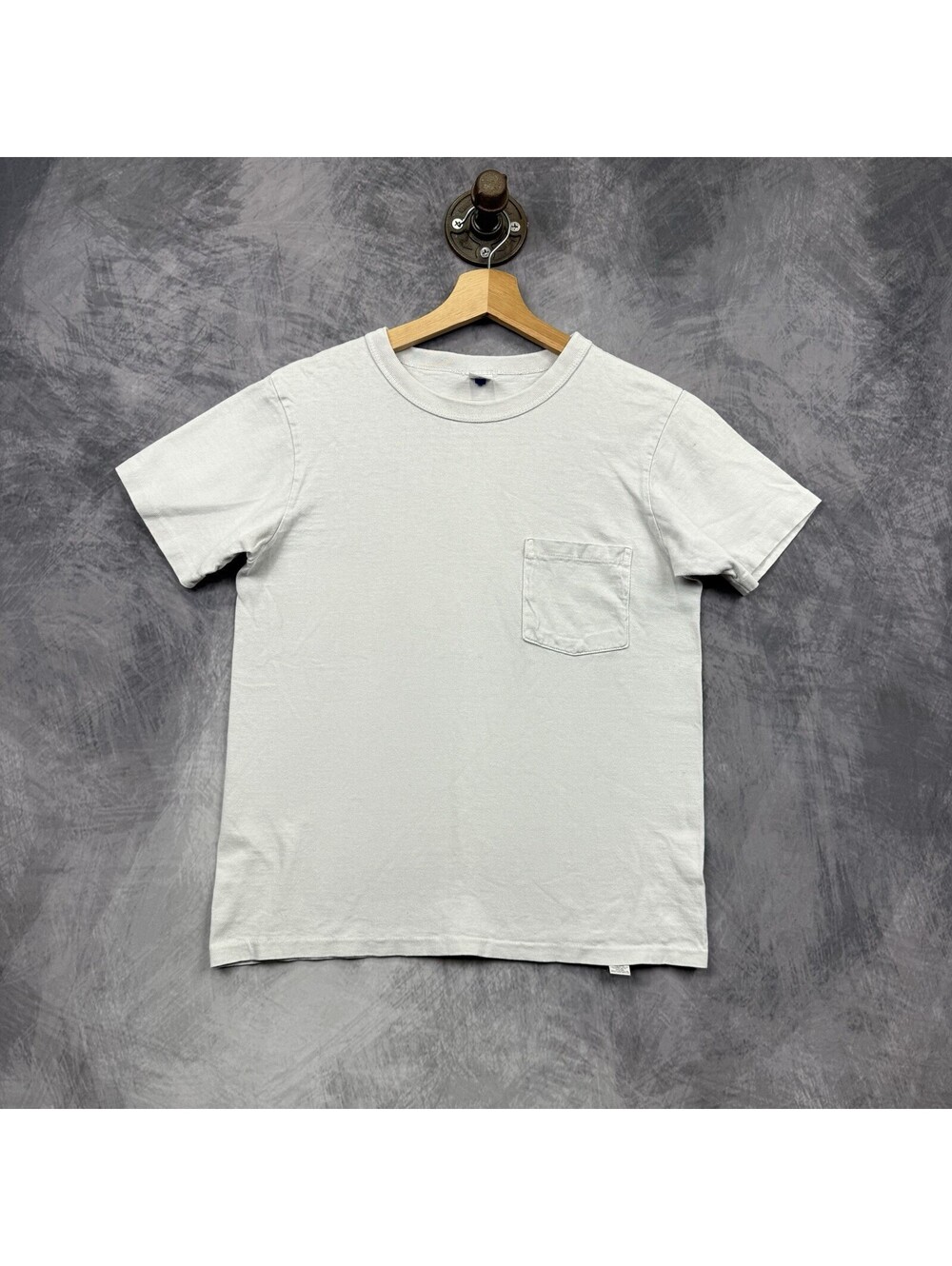 VTG Velva Sheen T Shirt Small Off White Pocket Short Sleeve BLANK USA